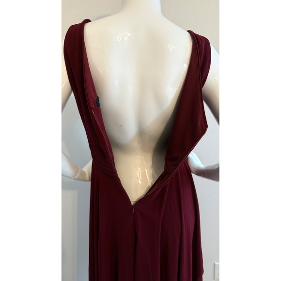 EVER PRETTY Chiffon Burgundy Ruched Waist Pixie Asymmetric Hem Dress 8 Faerie - Picture 6 of 10